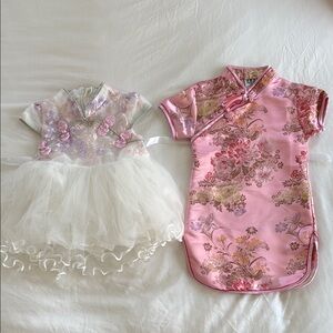 Asian duo dresses: Peony Long Sleeve Dress Qipao and Modern Tulle Dress 18-24m